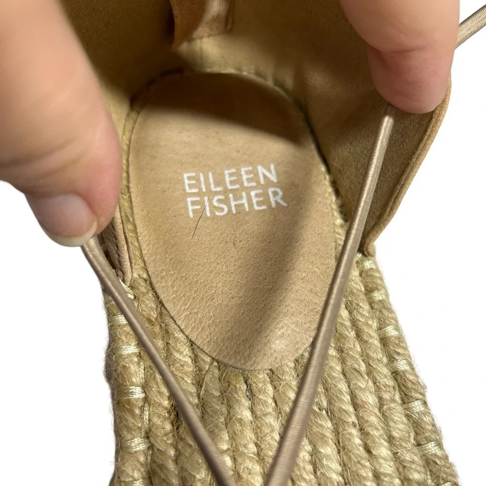 Eileen Fisher Tan Taupe Suede Leather Closed Toe Espadrilles, Size 7.5